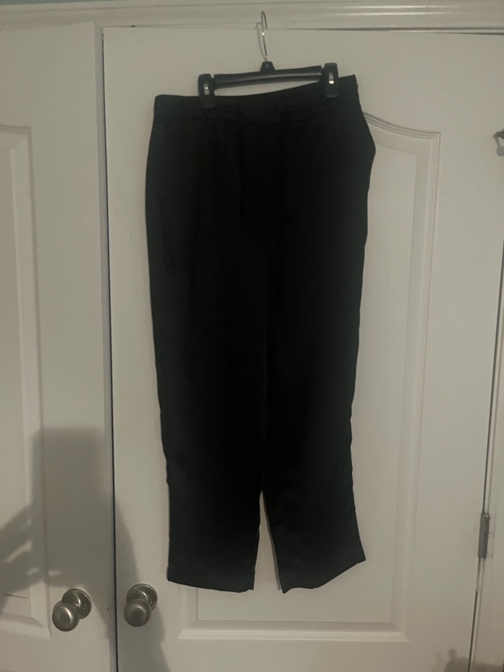Skies Are Blue Black Satin Jogger Pants